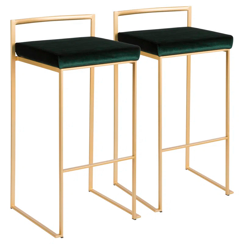 New in box! Retails $470+ Willa Arlo Interiors Stunning Green Velvet & Gold Metal Base Counter Stools, set of 2!