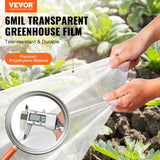 New Retails $80+ VEVOR Greenhouse Plastic Sheeting 12 x 50 ft, 6 Mil Thickness Clear Greenhouse Film, Polyethylene Film 4 Year UV Resistant, for Gardening, Farming, Agriculture, Garden