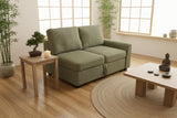 Retails $399+ New Assembled Lotus Modular Storage 1 arm loveseat in plush green chenille upholstered fabric! Storage under seats!