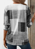 New Grey Patchwork Geometric design long sleeve Top Sz XL! Retails $62+