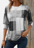 New Grey Patchwork Geometric design long sleeve Top Sz XL! Retails $62+