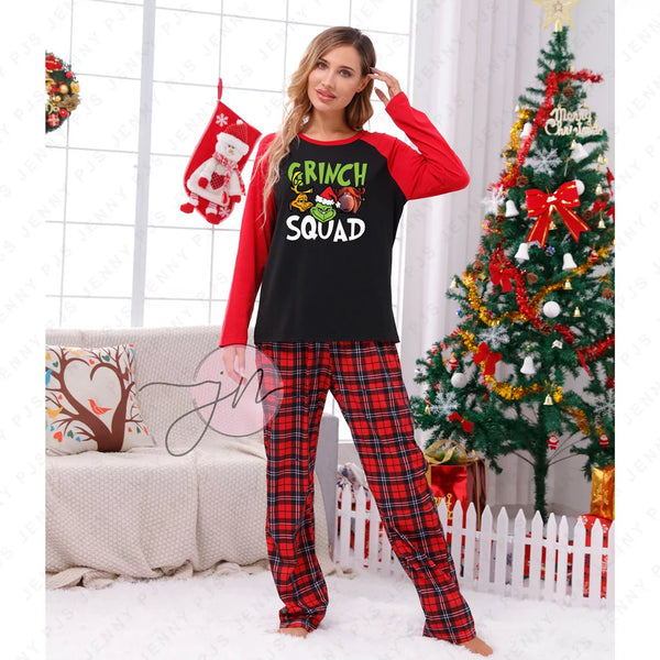 New Grinch Squad Grinch Max Fred Holiday Pajamas 2 Piece Women's Sz Large!