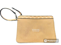 New Guess Saffiano Leather Zippered Clutch Bag Approx 5" X 7", has small mark on right side of fabric