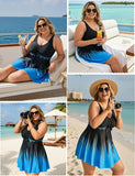 New Hanna Nikole Womens Plus Size Tankini Swimdress Tummy Control Flowy Swimsuit, under shorts NOT included. Sz 18W