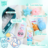 New HAPPY BUM Baby Gift Set Baby Set Newborn Gift Included Head-to-Toe Baby Wash, Body Lotion, Diaper Rash Cream, Baby Toys 2 pcs, Nail Clipper Box, Cloth Box, 7 Items
