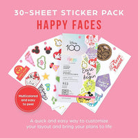 New Happy Planner Disney Sticker Pack, Easy-Peel Multicolour Stickers for Journals, Planners, and Calendars, Scrapbook Accessories, Happy Faces Theme, 30 Sheets, 953 Stickers Total Retails $35+