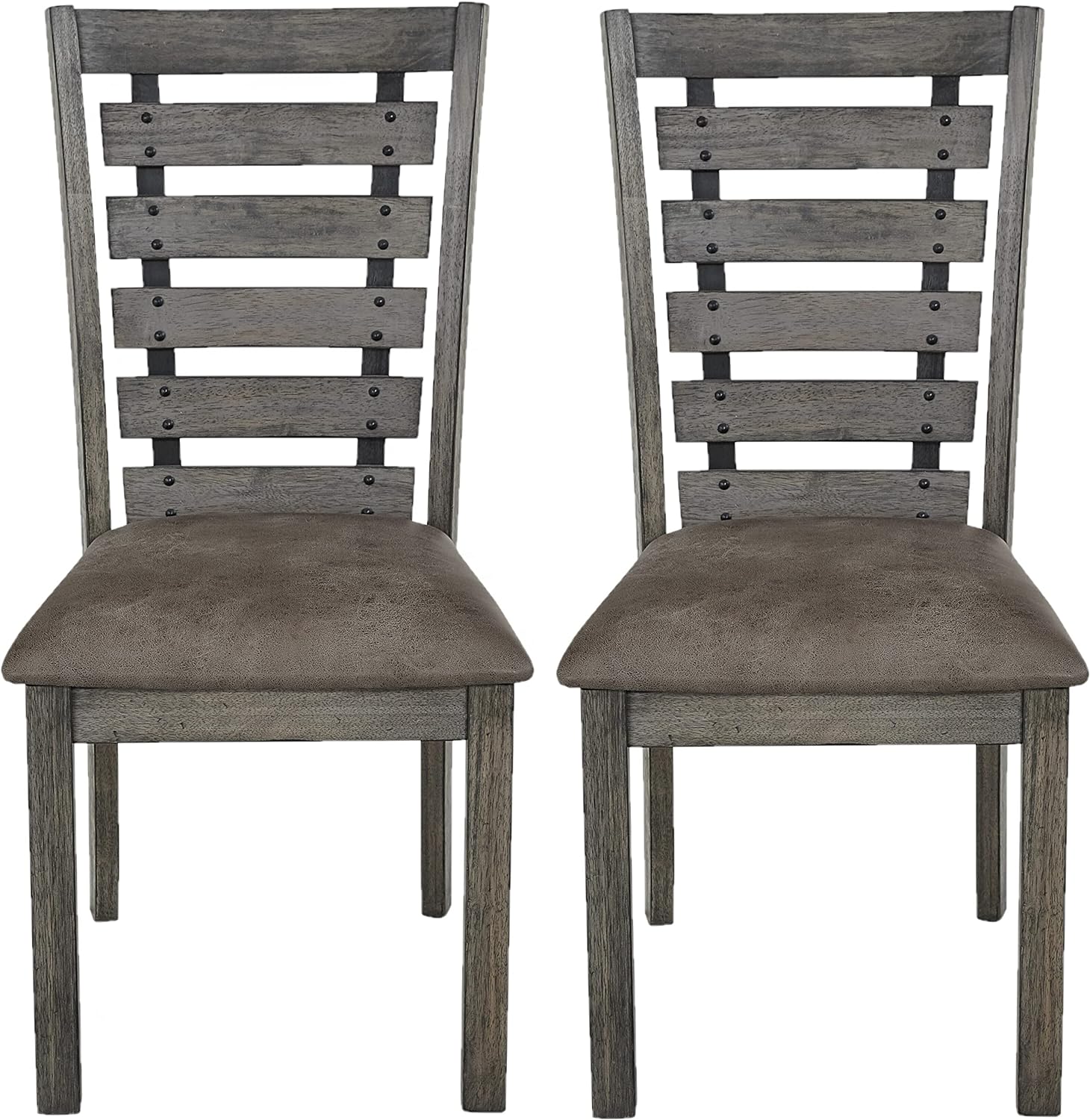 New Assembled SET OF 2 Great Quality Progressive Furniture Fiji Dining Chairs in Grey with comfortable wide seating, Retails $342+
