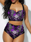 NEW Harley Davidson Motorcycle Sexy Bikini Swimsuit, Sz XL, Purple/Black! Retails $75+