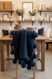 Retails $89+ Cozy Pom Pom Sherpa Throw Blanket in Blue! 50X60 Inch