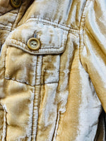 Pre-owned in great condition Women's Harve Benard Button up Jacket! Velvet like material in pale yellow, size 8