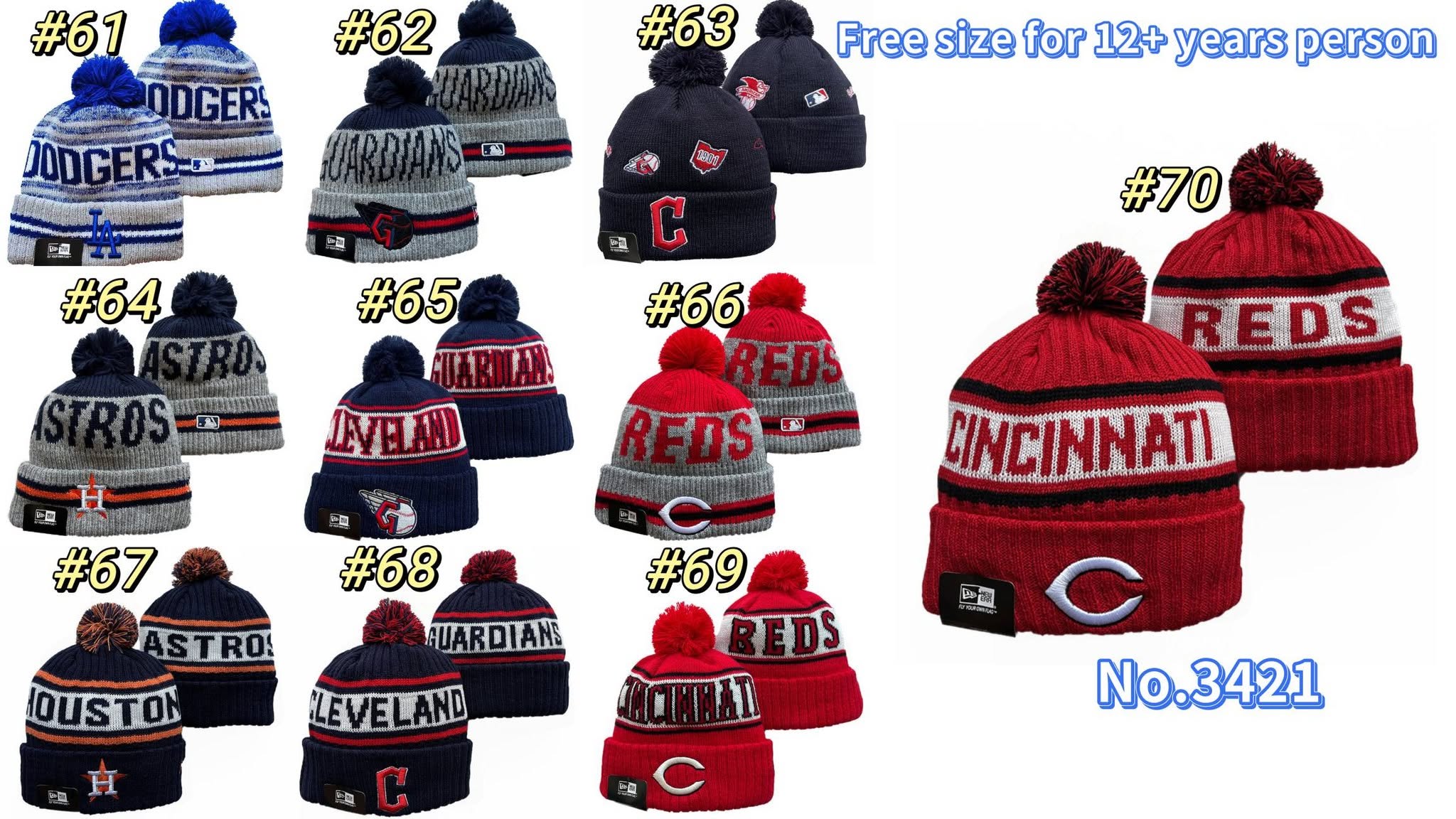 Sports Team Hats Free Size Fits Adults/Teens 12+ and 70 Styles to choose from! Tax included!