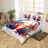 New Erosebridal Rainbow Watercolor Headphone Musical Notes Duvet Cover Set, (Zipper Closure) FULL/DOUBLE! Simply insert your comforter or duvet