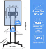 Retails $290+ New in box! Hellsehen Rotating Mobile TV Cart Holds up to 110lbs,Rolling TVs Stand for 32-60 Inch, Portrait to Landscape, Heavy-duty Floor Stand Base for Live Stream Video Conferencing Tiktok YouTube Zoom