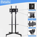 Retails $290+ New in box! Hellsehen Rotating Mobile TV Cart Holds up to 110lbs,Rolling TVs Stand for 32-60 Inch, Portrait to Landscape, Heavy-duty Floor Stand Base for Live Stream Video Conferencing Tiktok YouTube Zoom
