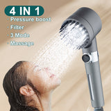 New 4 In 1 High Pressure Shower Head With Filter Shower Head High Pressure 3 Mode Water Saving, includes connector hose!