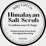 Himalayan Salt Scrub for Face & Body! All Natural Ingredients with anti-aging Frankincense! 4 Oz