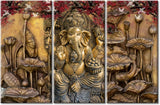 New Retails $125+ TUMOVO 3 Panel Canvas Wall Art Hindu God Ganesha Wall Decor Home Picture for Bedroom Living Room Framed Ready to Hang, 36" Wx 24"