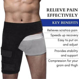 New Healthy Lab Co Sciatica Brace, Ortho-Wrap Hip Brace Original Quality, Hip Brace for Sciatica Pain Relief, Groin Thigh Sleeve Hip Support Wrap, Wrap Hip Brace for Men Women (Black)