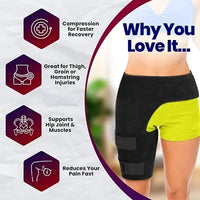 New Healthy Lab Co Sciatica Brace, Ortho-Wrap Hip Brace Original Quality, Hip Brace for Sciatica Pain Relief, Groin Thigh Sleeve Hip Support Wrap, Wrap Hip Brace for Men Women (Black)