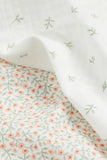 NEW 2-pack Small Muslin Cloths For Nursery - White/Floral Pattern