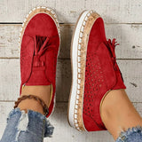 New Rinsvye Women's Fringe Hollow Out Casual Sneaker Shoes Sz 8 Red
