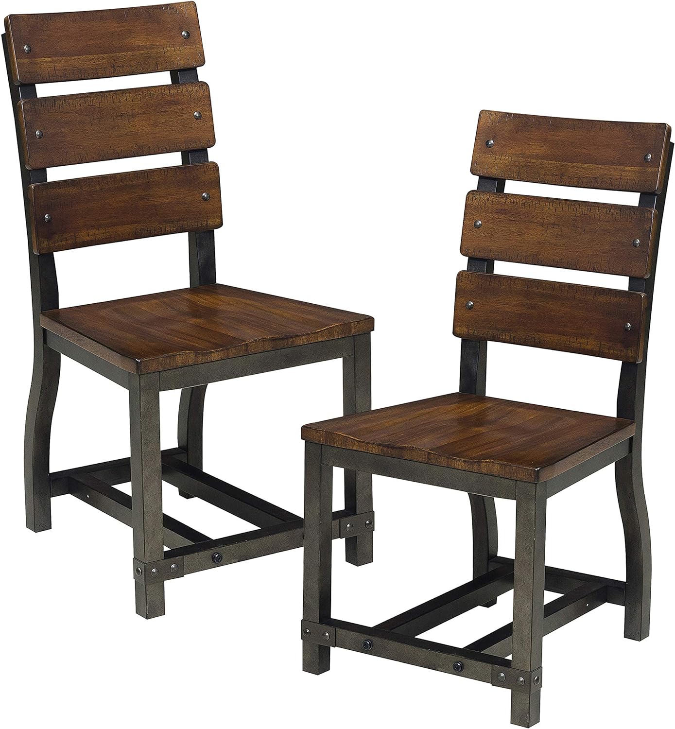 NEW Homelegance Holverson Traditional Height Acacia Wood Chairs set of 2, Rustic Brown - Made in Vietnam, RETAILS $350+ FOR SET OF 2 CHAIRS