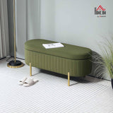 New Retails $259+ HOMCOM Upholstered Bedroom Bench with storage, Channel Tufted Ottoman Bench with Thick Padding and Metal Legs, Dark Green (Our legs are slightly different) see pics