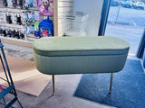 New Retails $259+ HOMCOM Upholstered Bedroom Bench with storage, Channel Tufted Ottoman Bench with Thick Padding and Metal Legs, Dark Green (Our legs are slightly different) see pics