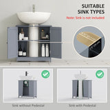 NEW Retails $133, HOMCOM 23.6-inch L x 23.6-inch H Under Sink Bathroom Cabinet with 2 Doors and Shelf, Grey