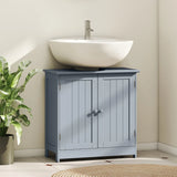 NEW Retails $133, HOMCOM 23.6-inch L x 23.6-inch H Under Sink Bathroom Cabinet with 2 Doors and Shelf, Grey