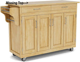 NEW IN BOX! Retails $800 Home Styles Mobile Create-a-Cart Natural Finish Four Door Cabinet Kitchen Cart with Cherry Wood Top (MISSING TOP) Adjustable Shelving