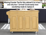 NEW IN BOX! Retails $800 Home Styles Mobile Create-a-Cart Natural Finish Four Door Cabinet Kitchen Cart with Cherry Wood Top (MISSING TOP) Adjustable Shelving