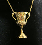 New Harry Potter Horcrux Hufflepuff Cup Necklace in Gold Finish, designed like a miniature version of Helga Hufflepuff's cup