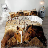 New VIVIHOME 3PCS Romantic Horse Couple Duvet Cover Queen, You & Me We Got This Country Western Ranch Farm Animal Duvet Cover, Rustic Farmhouse Bedding, Comforter Quilt Cover, Bedroom Decor, 2 Pillowcases QUEEN