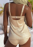 New Retails $96+ Hot Stamping Champagne Wide Strap Tankini Set Sz M