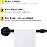 New HouseAid 18 Inch Industrial Pipe Towel Bar, Farmhouse Iron Hand Towel Holder, Vintage Style Towel Rod for Bathroom, Wall Mounted, Matte Black (Hooks Included)