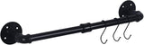 New HouseAid 18 Inch Industrial Pipe Towel Bar, Farmhouse Iron Hand Towel Holder, Vintage Style Towel Rod for Bathroom, Wall Mounted, Matte Black (Hooks Included)