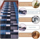 New HQCHOOSE Stair Treads Carpet 15 PCS Non Slip Staircase Runner Mat 8 inch x 30 inch for Wooden Marble Stair Blue Grey Step Rug with Safety Anti Skid Grips Back [ Extra Tape Provided ] Kid Elder Pet Friendly