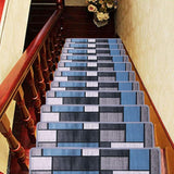 New HQCHOOSE Stair Treads Carpet 15 PCS Non Slip Staircase Runner Mat 8 inch x 30 inch for Wooden Marble Stair Blue Grey Step Rug with Safety Anti Skid Grips Back [ Extra Tape Provided ] Kid Elder Pet Friendly