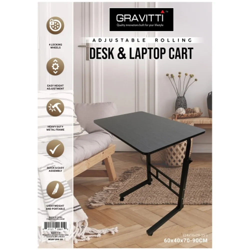 NEW in box! Gravitti Adjustable Rolling Desk & Laptop Cart (27.6"35.4