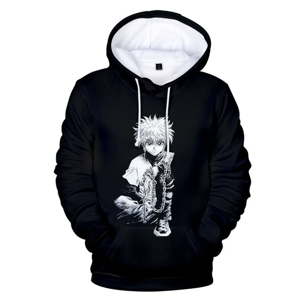 New Unisex Adult Digitally Printed Anime Pullover Hoodie with kangaroo pocket Black, Tag says Sz L Fits like a M
