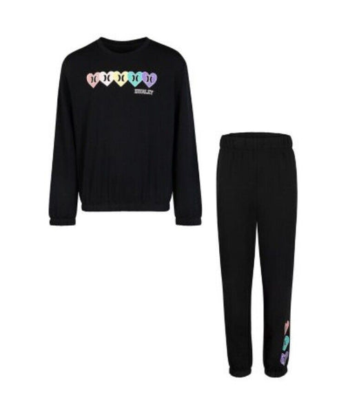New with tags! HURLEY Girls 2-piece Fleece Crew Jogger Set Super Comfy - Size: 5/6 Retails $70+
