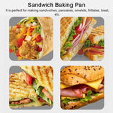 New HXBER Camping Sandwich Baking Pan Double-Sided Sandwich Maker Non-Stick Aluminum Flip Grill Pan with Removable Handle for Breakfast Pancakes Toast Omelets