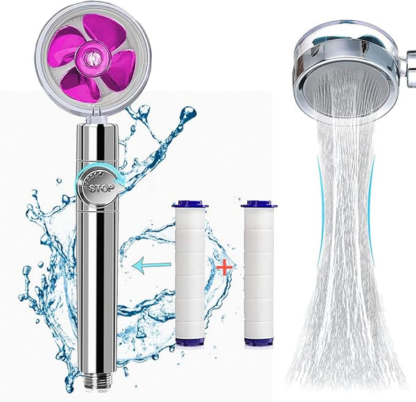 New Turbo Hydro Jet Shower Head Kit - Shower Head High Pressure with 2 Shower Filter, 360 Handheld Turbo Shower Head & Pause Switch - Vortex High Jet Pressure Shower Jet Head(Purple)