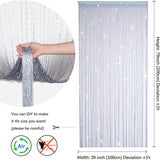 New HYSENM 2 Pack Glitter String Curtains 39x79 Inch Fringe Panels Room Divider Fly Screen for Home Décor Door Windows Wedding Party Hotel Living Room Doorways Restaurant, Silver 39x79 Inch