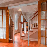 New HYSENM 2 Pack Glitter String Curtains 39x79 Inch Fringe Panels Room Divider Fly Screen for Home Décor Door Windows Wedding Party Hotel Living Room Doorways Restaurant, Silver 39x79 Inch