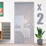 New HYSENM 2 Pack Glitter String Curtains 39x79 Inch Fringe Panels Room Divider Fly Screen for Home Décor Door Windows Wedding Party Hotel Living Room Doorways Restaurant, Silver 39x79 Inch