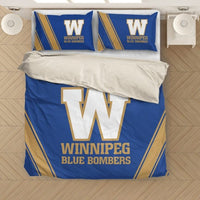 NEW Retails $135, CFL Winnipeg Blue Bombers Bedding Duvet Cover + 2 Pillow Cases, Queen Duvet Cover Set