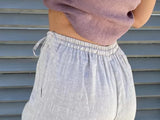 NEW Women's Drawstring Slim Fit Natural Linen Pant with Pockets Lightweight Breathable - Color: WHITE - Size M Fits S-M - Retails $72