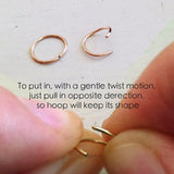 NEW Snug Nose Ring - 14k Gold Nose Piercing - 24g -16g Helix Piercing - Tragus Piercing - Nose Hoop - Plain 14K Solid Yellow/Rose Nose Ring, Retails $80